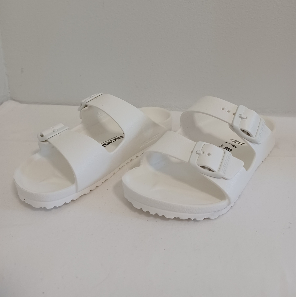 Birkenstock Arizona Eva double buckle white slide sandals kids size 31